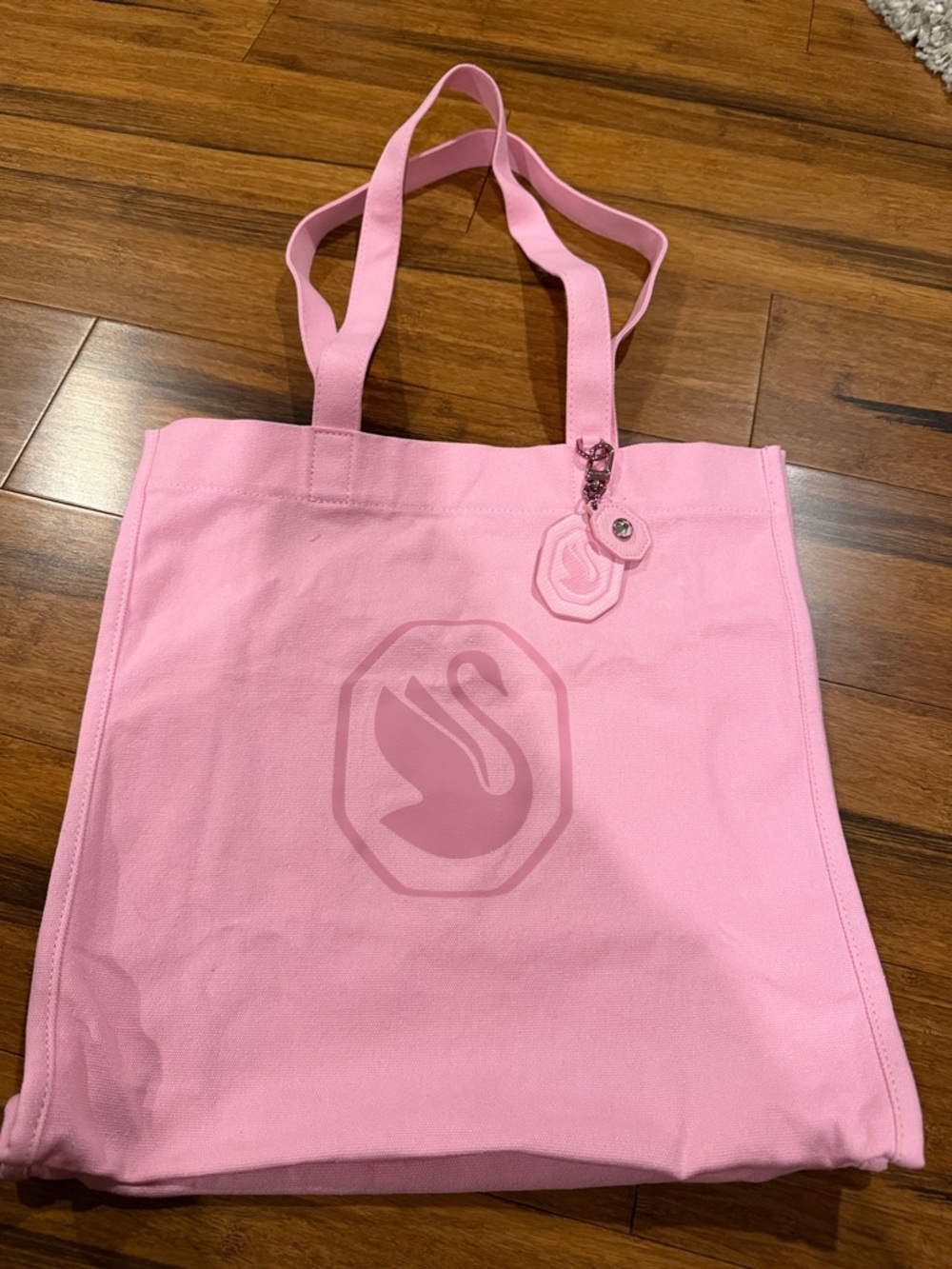 Swarovski Pink Canvas Tote Bag with Swan Logo - Women's Shoulder Bag
